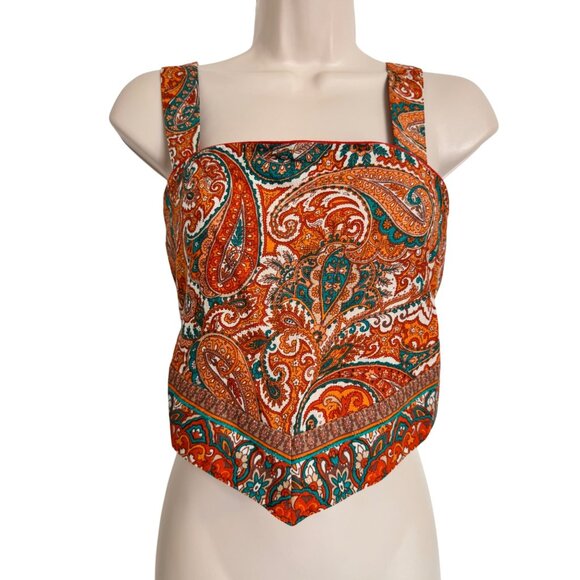 Band Of Free Cropped Tank Size XS Adjustable Straps Tie Back NWT $68 Orange - Picture 1 of 6